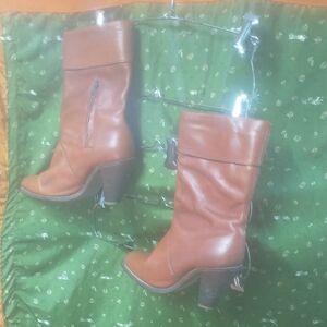Frye Tan Leather Heeled Boots